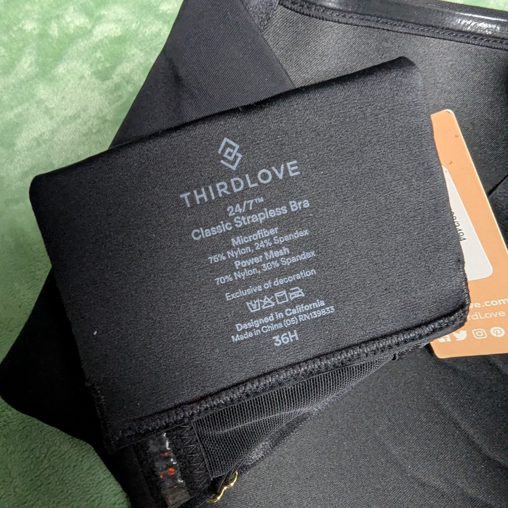 Black Thirdlove 24/7 Classic Strapless Bra 36H NWT - Picture 3 of 4